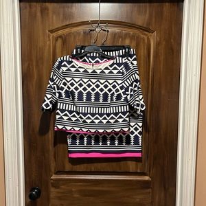 Eliza J Navy and White Geometric Dress